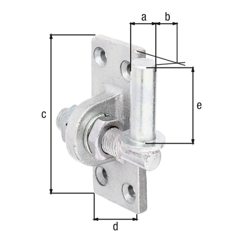 Kloben zum Anschrauben M16 Ø 16 mm gelb verzinkt – Platte 105 x 45 mm, 20 mm verstellbar
