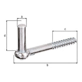 Kloben zum Einschrauben Ø 13 x 115 mm verzinkt – Gewindelänge 57 mm, Holzgewinde Ø 12 mm