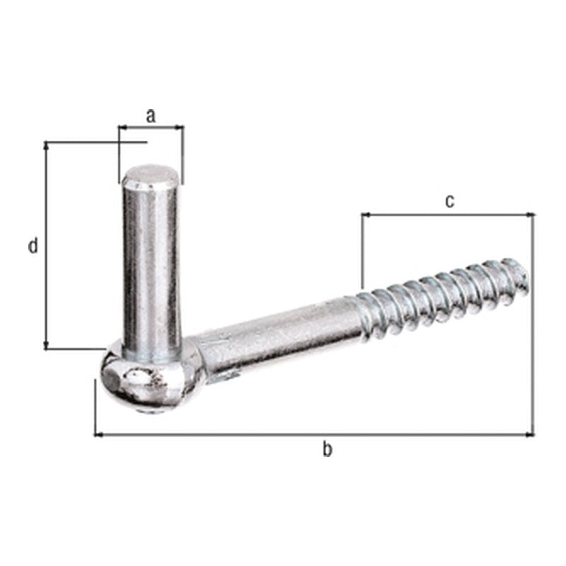 Kloben zum Einschrauben Ø 13 x 115 mm verzinkt – Gewindelänge 57 mm, Holzgewinde Ø 12 mm