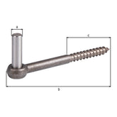 Kloben zum Einschrauben Ø 13 x 155 mm Edelstahl – Gewindelänge 65 mm, Holzgewinde Ø 12 mm