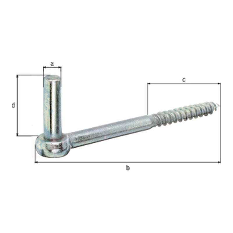 Kloben zum Einschrauben Ø 13 x 165 mm verzinkt – Gewindelänge 70 mm, Holzgewinde Ø 12 mm
