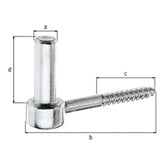 Kloben zum Einschrauben Ø 16 x 110 mm verzinkt – Gewindelänge 52 mm, Holzgewinde Ø 10 mm