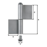 Konstruktionsband 2-teilig Typ KO4 160 mm unbehandelt – Durchmesser 14 mm, Bandbreite 50 mm