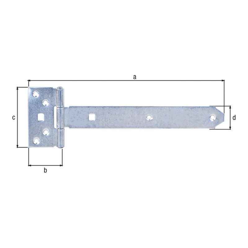 Kreuzgehänge 242,5 mm verzinkt – Scharnier 45 x 90 mm, leichte Ausführung, mit vernietetem Stift