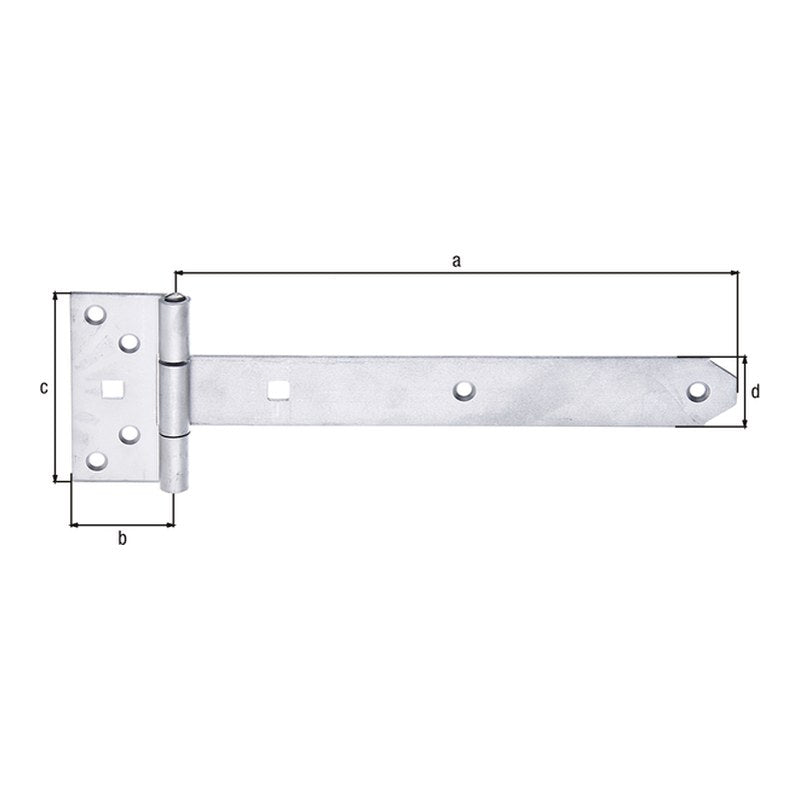 Kreuzgehänge 242 mm Edelstahl – Scharnier 44 x 92 mm, leichte Ausführung, mit vernietetem Stift