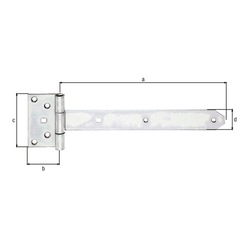 Kreuzgehänge 291 mm verzinkt – Scharnier 59 x 103 mm, schwere Ausführung, mit vernietetem Stift