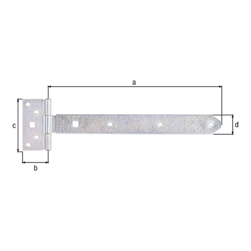 Kreuzgehänge 292,5 mm verzinkt – Scharnier 45 x 90 mm, leichte Ausführung, mit vernietetem Stift