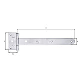 Kreuzgehänge 292 mm Edelstahl – Scharnier 44 x 92 mm, leichte Ausführung, mit vernietetem Stift