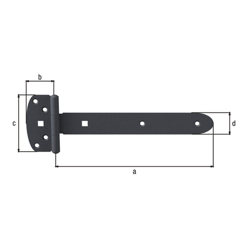 Kreuzgehänge Ovado 242 mm verzinkt, graphitgrau – Scharnier 45 x 90 mm, mit vernietetem Stift