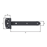 Kreuzgehänge Ovado 242 mm verzinkt, graphitgrau – Scharnier 45 x 90 mm, mit vernietetem Stift
