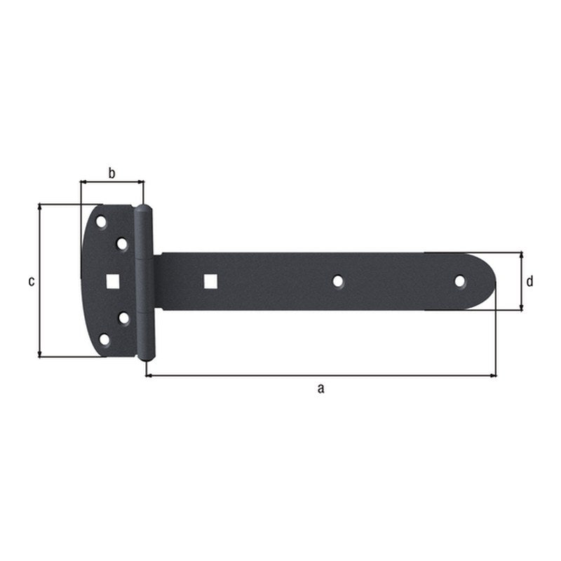 Kreuzgehänge Ovado 391 mm verzinkt, graphitgrau – Scharnier 58,7 x 103 mm, mit vernietetem Stift