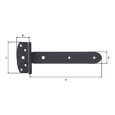 Kreuzgehänge Ovado 391 mm verzinkt, graphitgrau – Scharnier 58,7 x 103 mm, mit vernietetem Stift