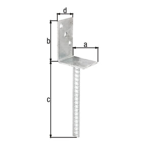 L-Pfostenträger Typ 326 80 mm feuerverzinkt – Betonanker aus Riffelstahl, CE nach ETA-10/0210