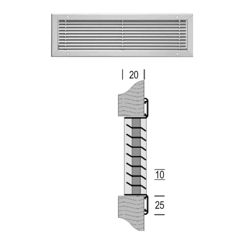 Linear-Lamellengitter Aluminium mit Schnittzeichnung, Upmann