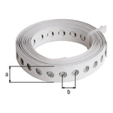 Lochband 12 mm x 1,5 m verzinkt, weiß beschichtet – Lochung Ø 5 mm, Lochabstand 8 mm