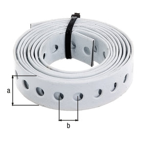 Lochband 17 mm x 1,5 m verzinkt, weiß beschichtet – Lochung Ø 7 mm, Lochabstand 12 mm