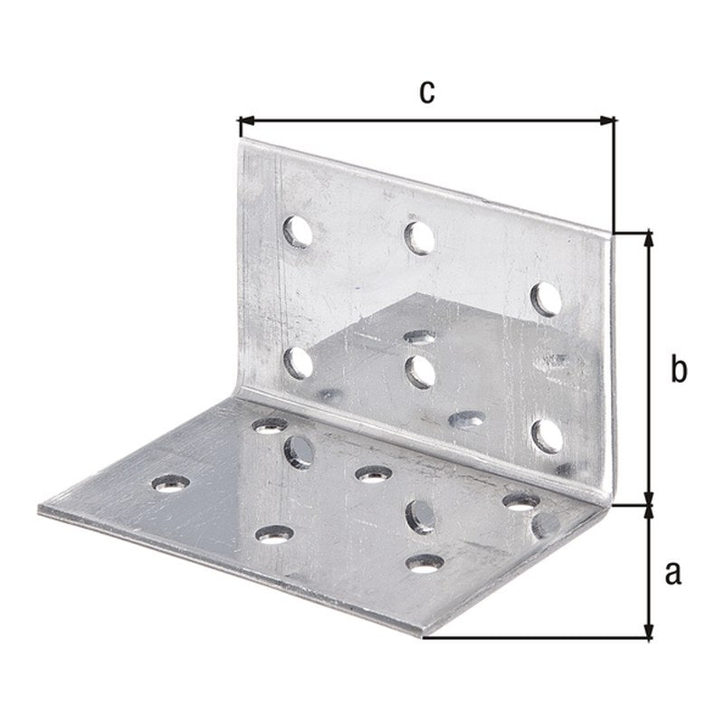 Lochplattenwinkel 40 x 40 x 60 mm Edelstahl – Stärke 2,0 mm, 12 Löcher Ø 5 mm