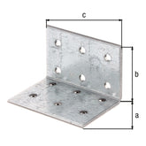 Lochplattenwinkel 40 x 40 x 60 mm sendzimirverzinkt – Stärke 2,50 mm, 12 Löcher Ø 5 mm