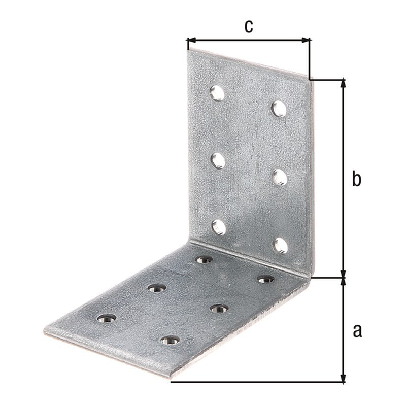 Lochplattenwinkel 60 x 60 x 40 mm sendzimirverzinkt – Stärke 2,50 mm, 12 Löcher Ø 5 mm