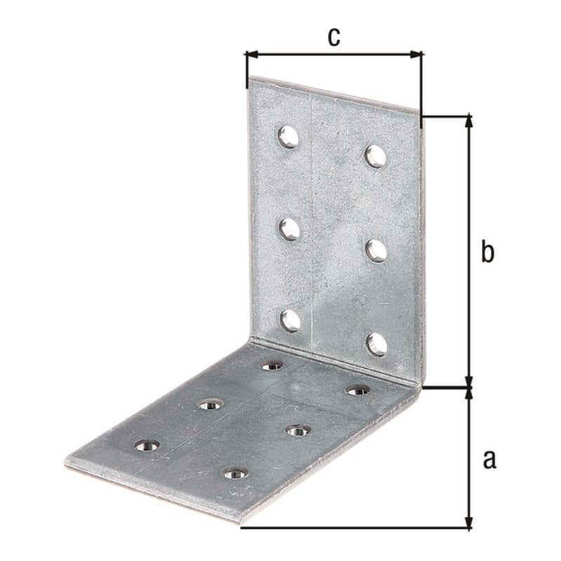 Lochplattenwinkel 60 x 60 x 40 mm sendzimirverzinkt – Stärke 2,50 mm, 12 Löcher Ø 5 mm
