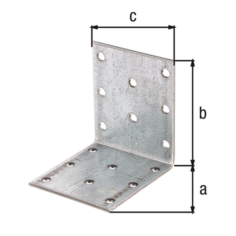 Lochplattenwinkel 60 x 60 x 50 mm sendzimirverzinkt – Stärke 2,0 mm, 16 Löcher Ø 5 mm