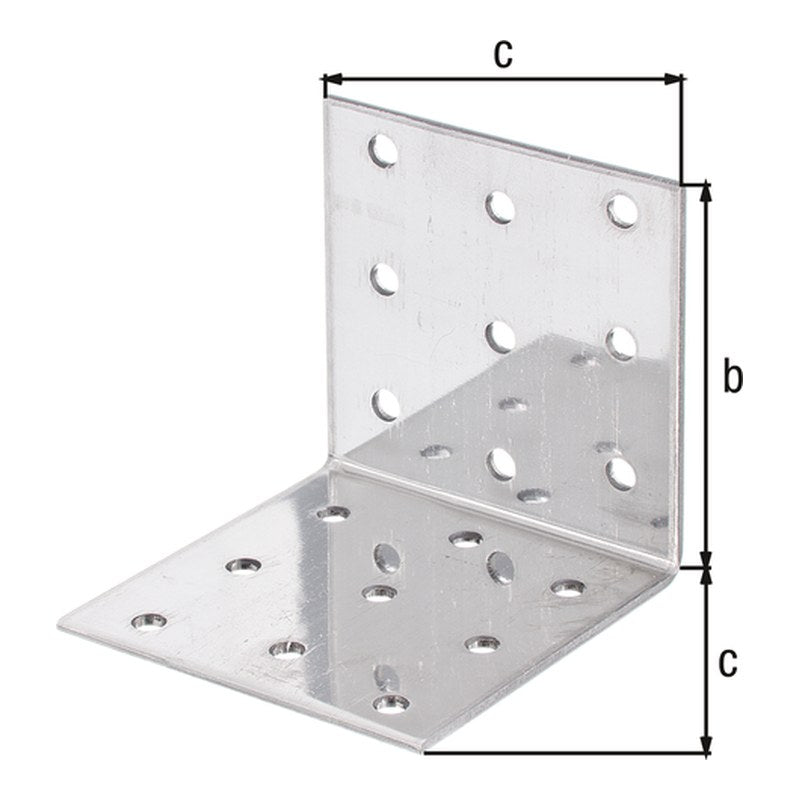 Lochplattenwinkel 60 x 60 x 60 mm Edelstahl – Stärke 2,0 mm, 18 Löcher Ø 5 mm