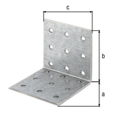Lochplattenwinkel 60 x 60 x 60 mm sendzimirverzinkt – Stärke 2,50 mm, 18 Löcher Ø 5 mm