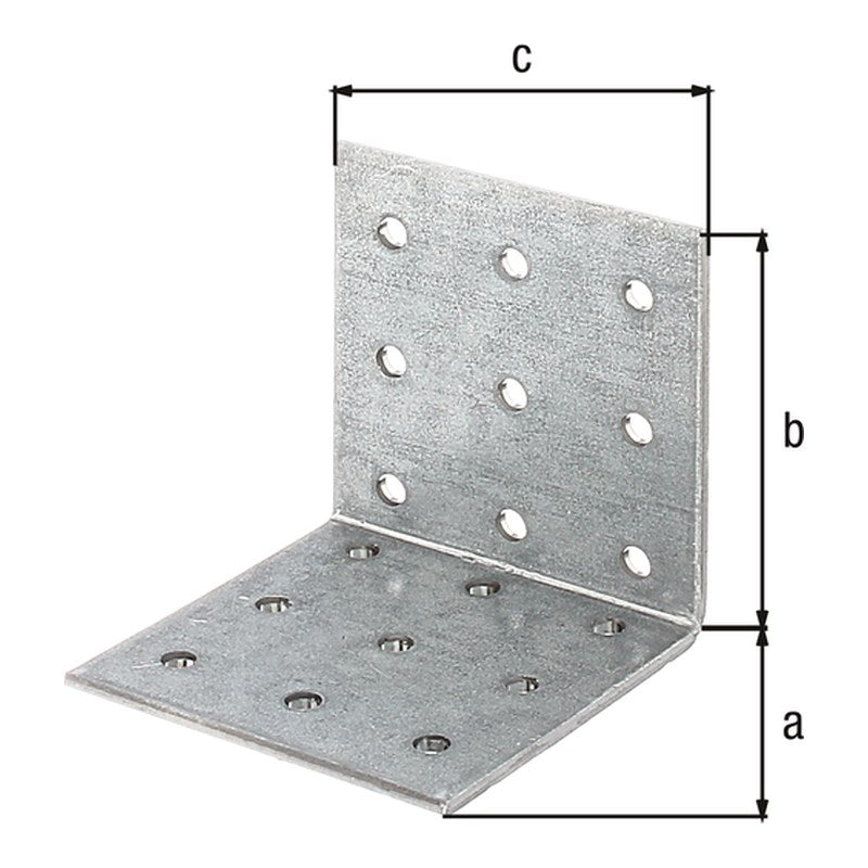Lochplattenwinkel 60 x 60 x 60 mm sendzimirverzinkt – Stärke 2,50 mm, 18 Löcher Ø 5 mm
