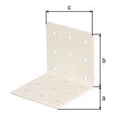Lochplattenwinkel 60 x 60 x 60 mm verzinkt, weiß beschichtet – Stärke 2,50 mm, 18 Löcher Ø 5 mm