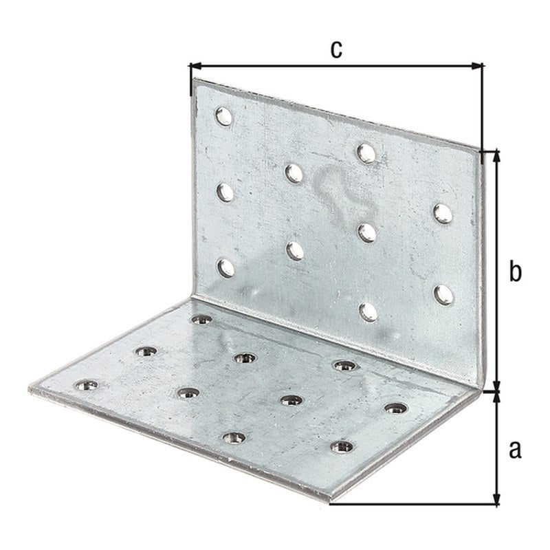 Lochplattenwinkel 60 x 60 x 80 mm sendzimirverzinkt – Stärke 2,50 mm, 20 Löcher Ø 5 mm