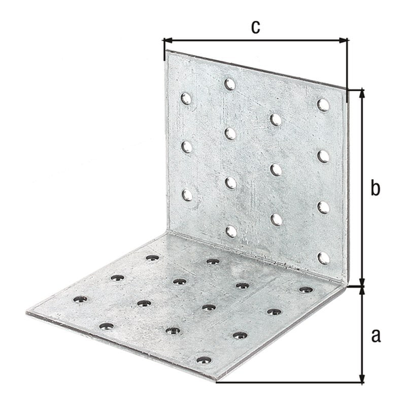 Lochplattenwinkel 80 x 80 x 80 mm sendzimirverzinkt – Stärke 2,50 mm, 28 Löcher Ø 5 mm