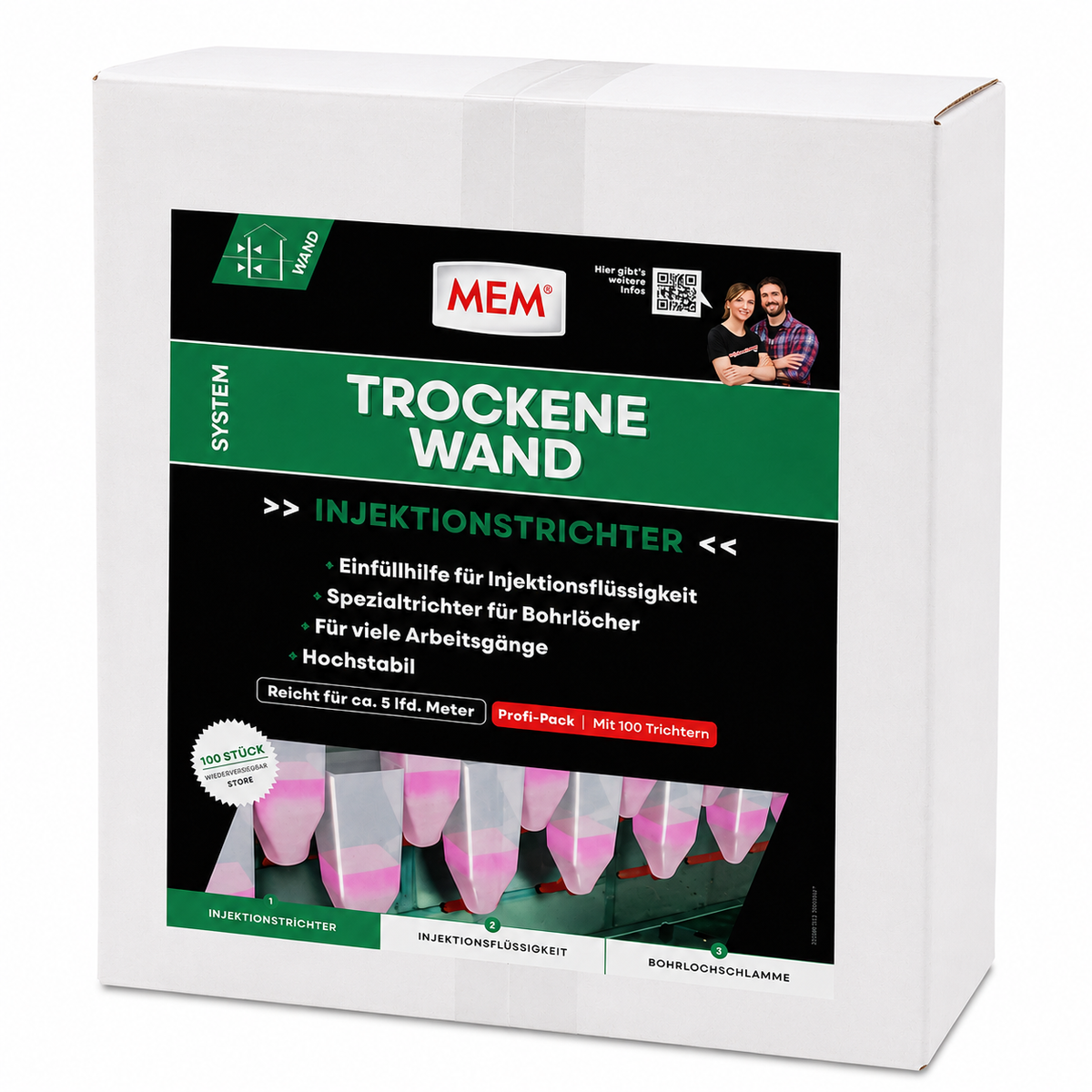MEM Trockene Wand – Injektionstrichter für Horizontalsperren (100 Stück)