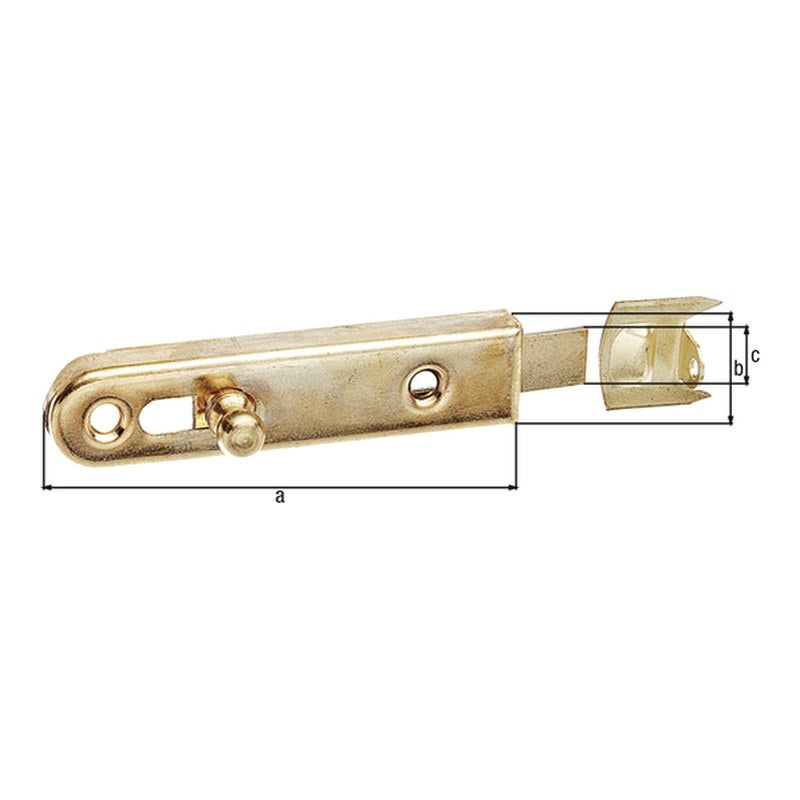 Möbelriegel gerade mit Anschlagwinkel 70 x 16 mm vernickelt – mit Knopfgriff, Schieberbreite 9 mm