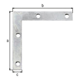 Möbelwinkel 75 x 75 x 12 mm sendzimirverzinkt – Materialstärke 1,25 mm, 4 versenkte Schraublöcher