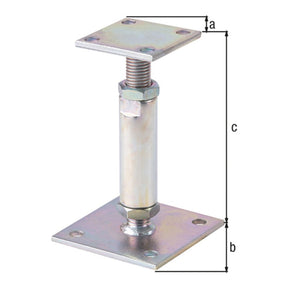 Pfostenträger höhenverstellbar 150 - 190 mm verzinkt – obere Platte 70 mm, zum Aufschrauben