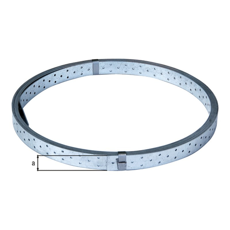 Rispenband 40 mm x 10 m sendzimirverzinkt – Stärke 2,0 mm, Lochung Ø 5 mm, CE nach EN 14545
