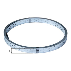 Rispenband 40 mm x 50 m sendzimirverzinkt – Stärke 1,50 mm, Lochung Ø 5 mm, CE nach EN 14545