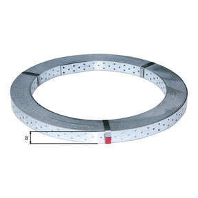 Rispenband 40 mm x 50 m sendzimirverzinkt – Stärke 2,0 mm, Lochung Ø 5 mm, CE nach EN 14545