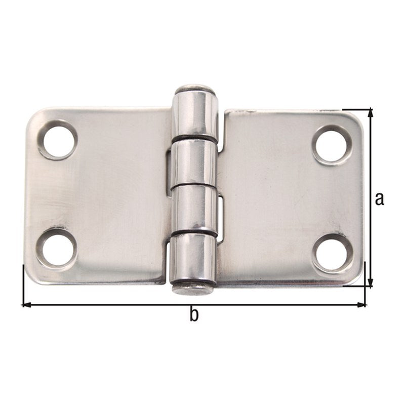 Scharnier 38 x 68 mm Edelstahl V4A – 2 mm stark, 4 Löcher