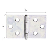 Scharnier breit 30 x 47 mm gelb verzinkt – mit vernietetem Edelstahlstift, 1 mm stark, 6 Löcher