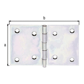 Scharnier breit 81 x 128 mm sendzimirverzinkt – mit vernietetem Edelstahlstift, 1,50 mm stark