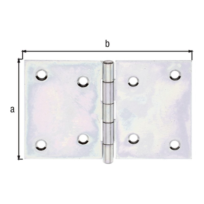 Scharnier breit 81 x 128 mm sendzimirverzinkt – mit vernietetem Edelstahlstift, 1,50 mm stark