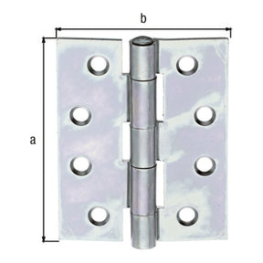 Scharnier halbbreit 100 x 75 mm sendzimirverzinkt – mit vernietetem Edelstahlstift, 2,50 mm stark