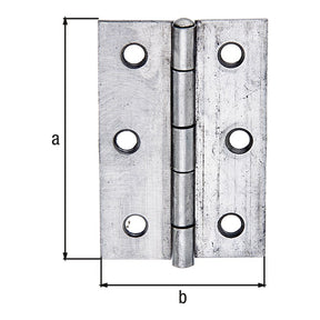 Scharnier halbbreit 63 x 43 mm Edelstahl – mit vernietetem Edelstahlstift, 1,25 mm stark, 6 Löcher