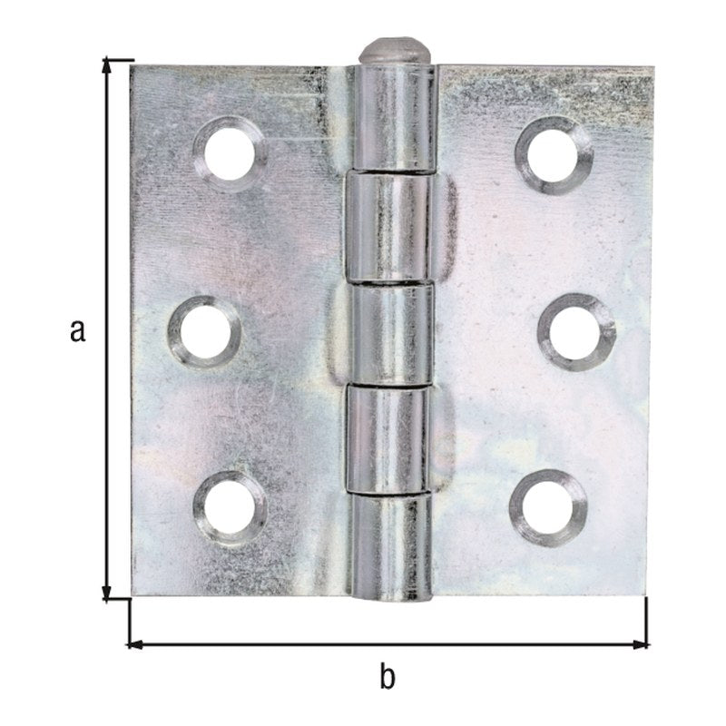 Scharnier quadratisch 63 x 63 mm gelb verzinkt – mit losem Edelstahlstift, gerollt