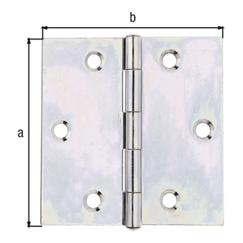 Scharnier quadratisch 70 x 70 mm sendzimirverzinkt – mit vernietetem Edelstahlstift, 1,50 mm stark