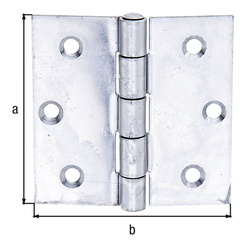 Scharnier quadratisch 76 x 76 mm Edelstahl – mit losem Edelstahlstift, gerollt, Materialstärke 2,0 mm