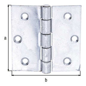 Scharnier quadratisch 76 x 76 mm Edelstahl – mit losem Edelstahlstift, gerollt, Materialstärke 2,0 mm