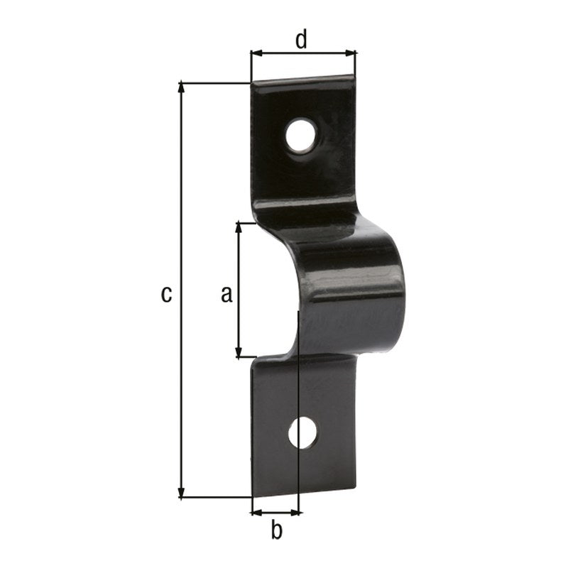 Schlaufe 18 x 23 mm schwarz beschichtet – Gesamtlänge 69 mm, 2 Löcher
