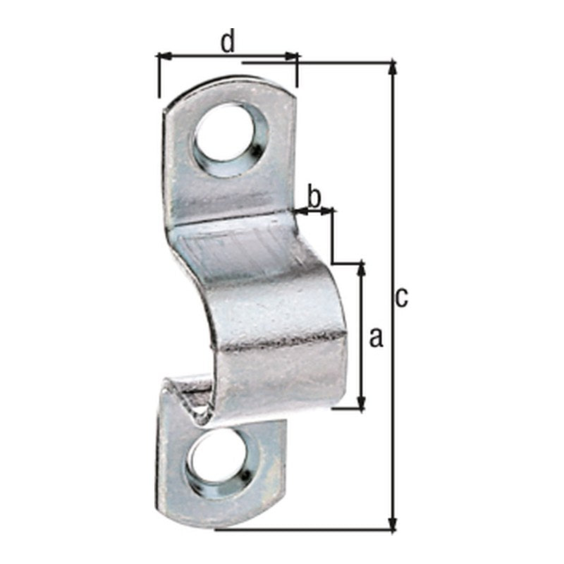 Schlaufe 9 x 12 mm verzinkt dickschichtpassiviert – Gesamtlänge 37 mm, 2 Löcher
